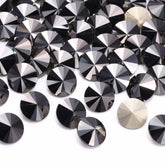 Jet Metallic Silver Rivoli Shape High Quality Glass Pointed Back Fancy Rhinestones WholesaleRhinestone